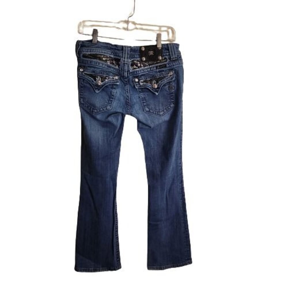 Miss Me JP6050B2V Sequin Embellished Detail Jeans Flap Pockets Size 29
